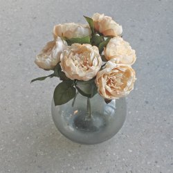 Creme p�on kunstig blomst, 28 cm.