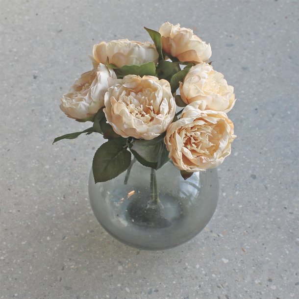 Creme pon kunstig blomst, 28 cm.