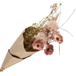 Buket med kunstige blomster, gammelrosa i flere nuancer