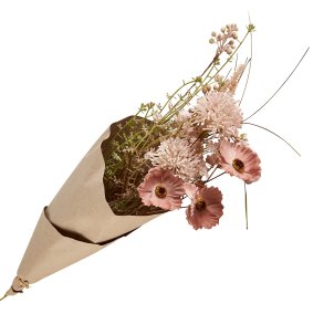 Buket med kunstige blomster, gammelrosa i flere nuancer