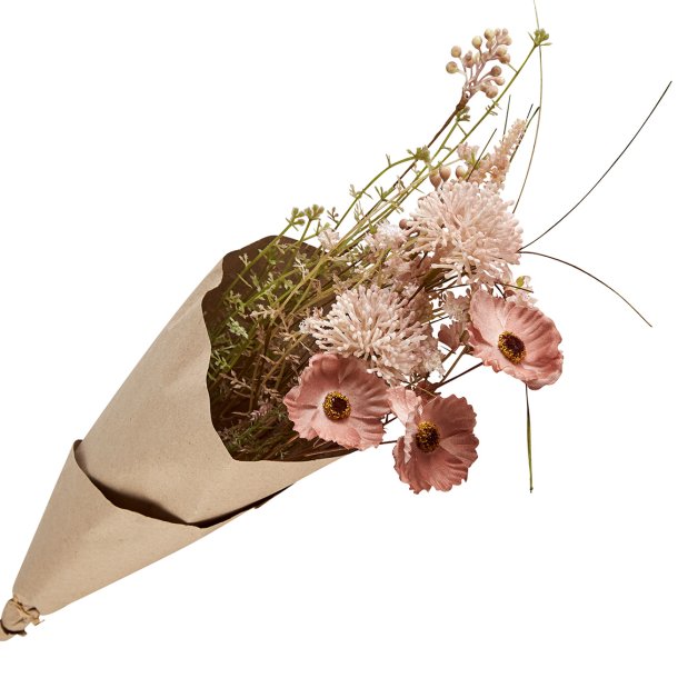 Buket med kunstige blomster, gammelrosa i flere nuancer