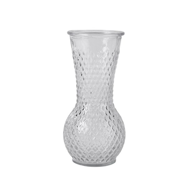 Hj vase, klar glas, 18 x 5 cm.