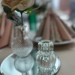 Vendbar lysestage, stagelys/fyrfad, 'krystal look'