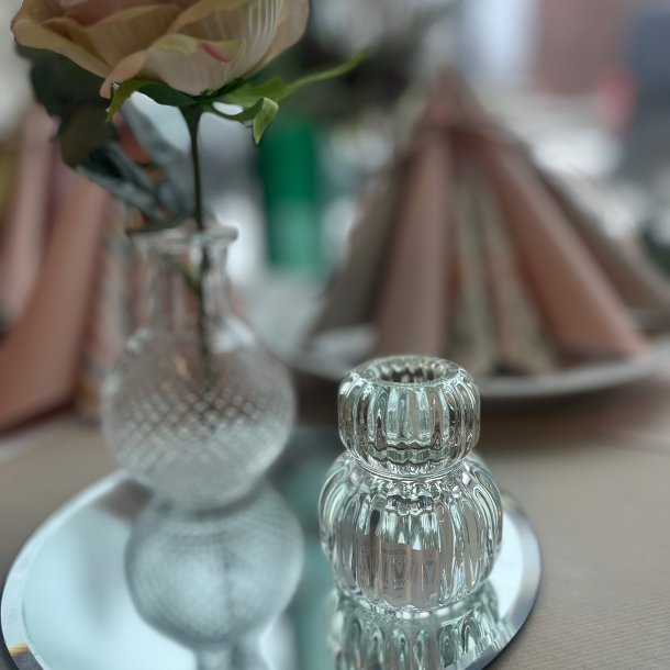 Vendbar lysestage, stagelys/fyrfad, 'krystal look'