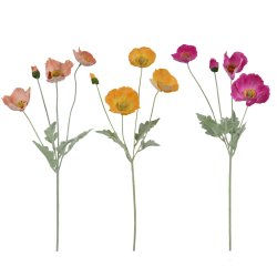 3 stk. valmuer silkeblomster, 63 cm.