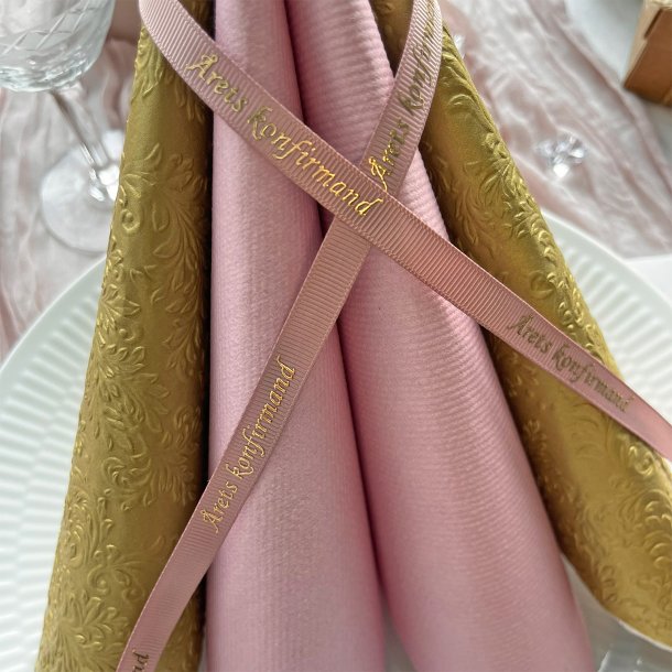 �rets konfirmandb�nd gammelrosa med guldtryk 20 meter