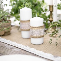 Juteb�nd med hvid blonde, 5 cm x 5 meter