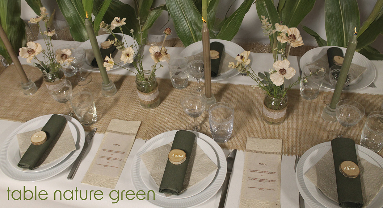 bordd&aelig;kning konfirmation i gr&oslash;n og natur