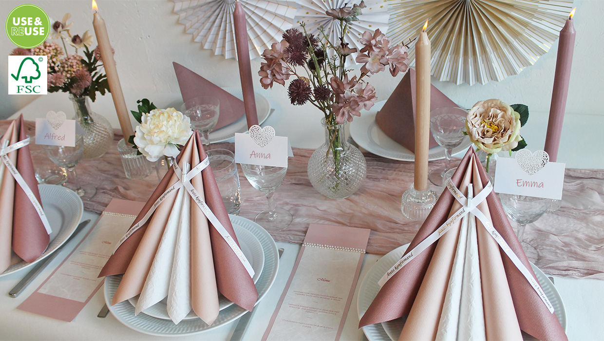 Ideer bordd&aelig;kning i rosa