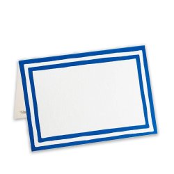 Bl�/hvid stribet bordkort fra Caspari, 8 stk.