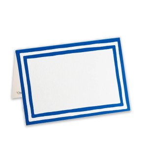 Bl�/hvid stribet bordkort fra Caspari, 8 stk.