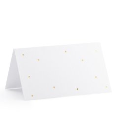 Bordkort til konfirmation og fest, hvidt med guld prikker, 10 stk.