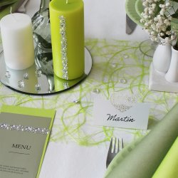 Bordkort til konfirmation og fest, hvidt med filigranhjerte, 10 stk.