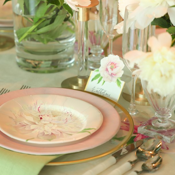 Bordkort med p�on fra Caspari, 8 stk,