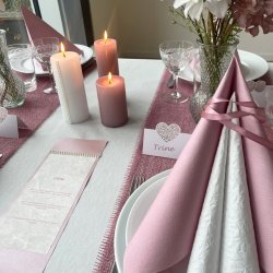 Bordkort til konfirmation og fest, hvidt med filigranhjerte, 10 stk.