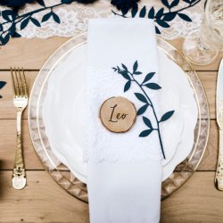 Bordkort til konfirmation og fest, tr�skive, 6 stk.