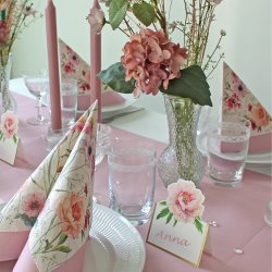 Bordkort med p�on fra Caspari, 8 stk,