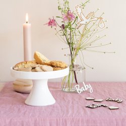 Bordpynt til barnedb, 'Baby' &amp; hjerter i tr, 18 stk.