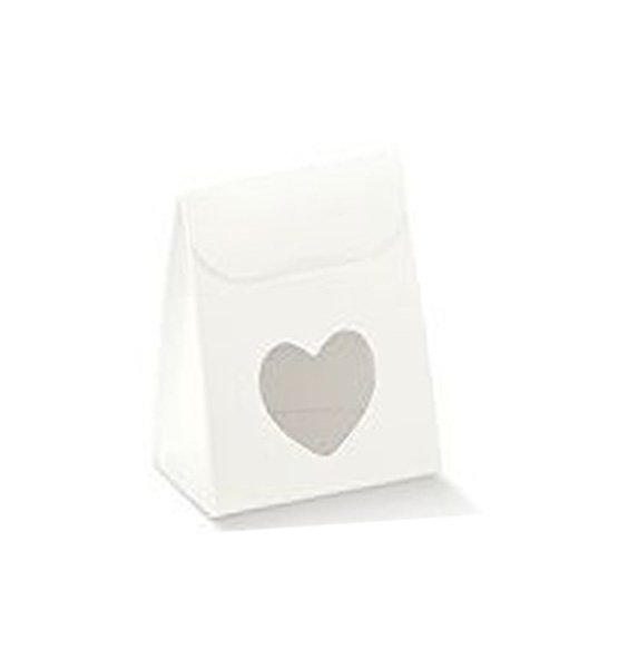 Hvid gave�ske med hjerte 10 stk.