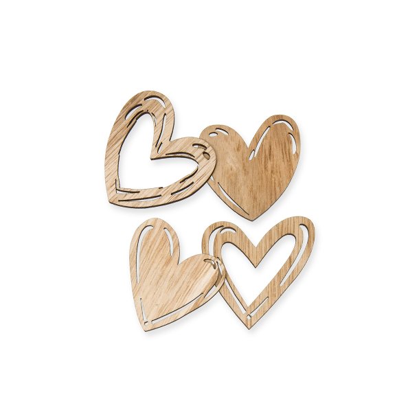 Bordpynt/bordkort store tr�hjerter, 12 stk. 