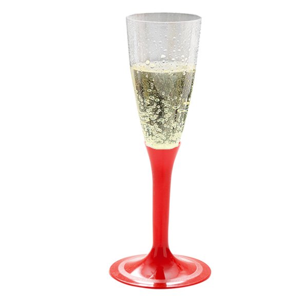 Genanvendelige plastik champagneglas med rd fod, 20 stk.