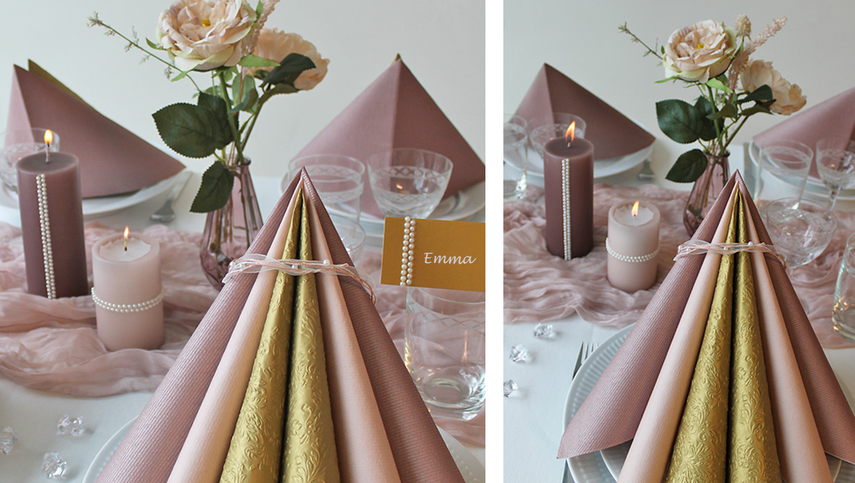 rosegold guld gammelrosa bordd&aelig;kning