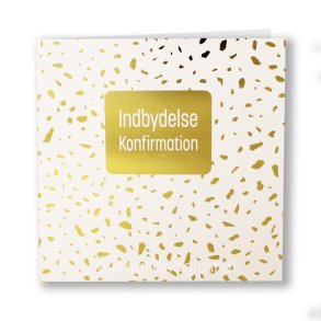 Indbydelseskort til konfirmation med guldsnister, 5 stk. inkl. kuverter
