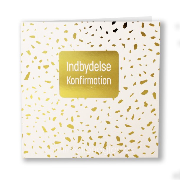 Indbydelseskort til konfirmation med guldsnister, 5 stk. inkl. kuverter