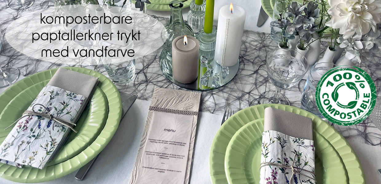 milj&oslash;venlige paptallerkner og papkrus