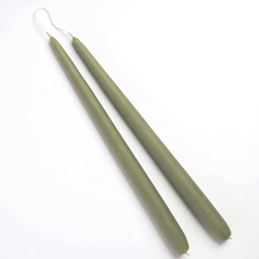 Skovgr�nt/olivengr�n stagelys fra Diederich Lys, 2 stk.