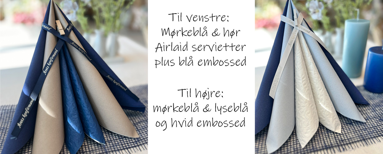 m&oslash;rkebl&aring; Airlaid servietter fra Mank