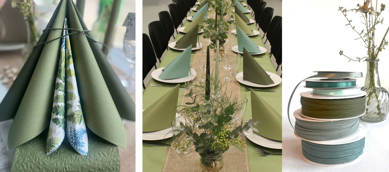 inspiration til bordd&aelig;kning i gr&oslash;nne farver